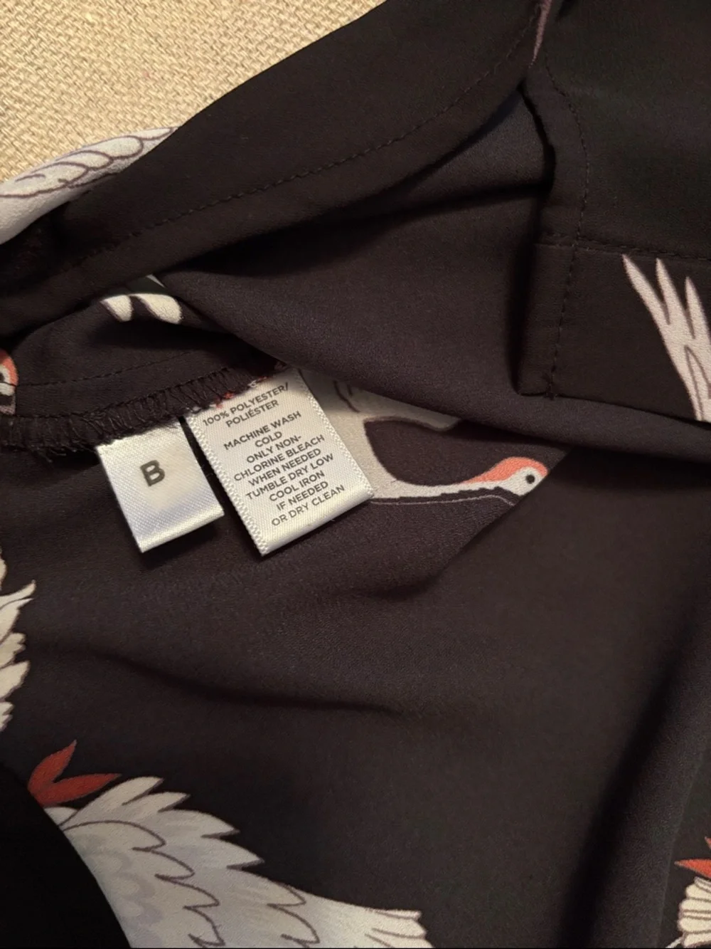 LOFT Black Crane Print Button-Down Blouse - Picture 5 of 7